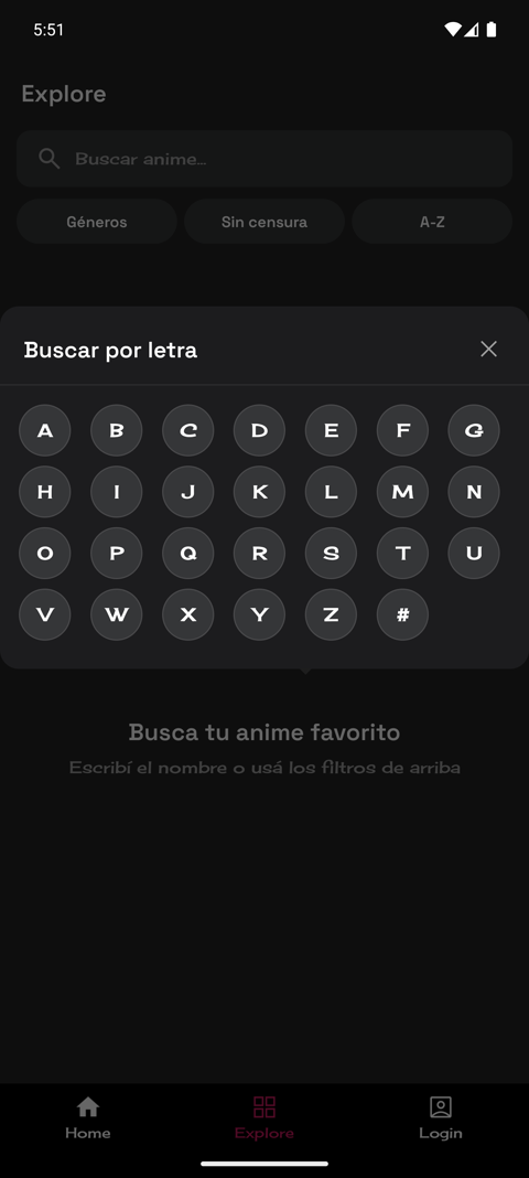 Buscador A-Z por letra