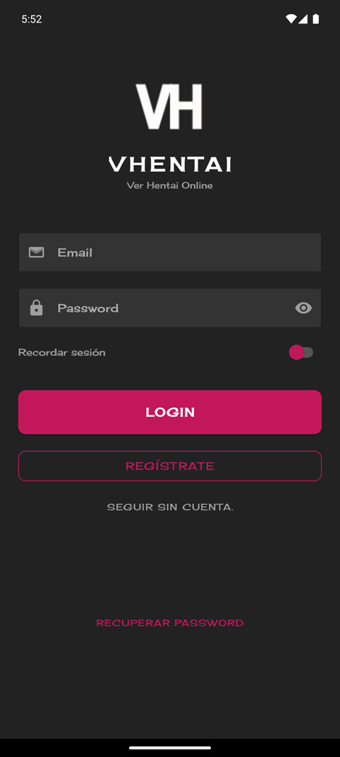 Pantalla de login